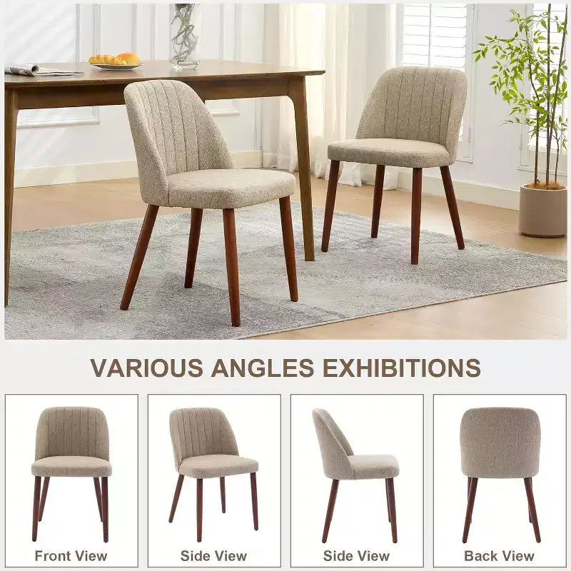 Dining Chairs Set of 4/6/8, Upholstered Chairs with Padded Seat and Wood Legs, Fabric Side Dinner Chair for Kitchen, Dining Room, Restaurant, Cafe