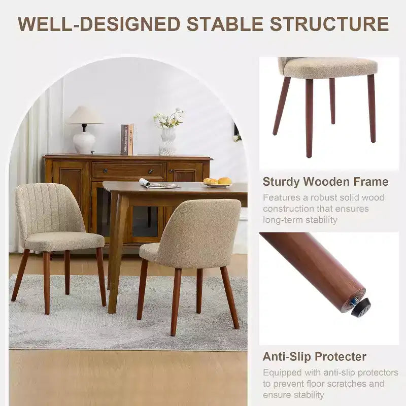 Dining Chairs Set of 4/6/8, Upholstered Chairs with Padded Seat and Wood Legs, Fabric Side Dinner Chair for Kitchen, Dining Room, Restaurant, Cafe
