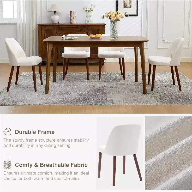 Dining Chairs Set of 4/6/8, Upholstered Chairs with Padded Seat and Wood Legs, Fabric Side Dinner Chair for Kitchen, Dining Room, Restaurant, Cafe
