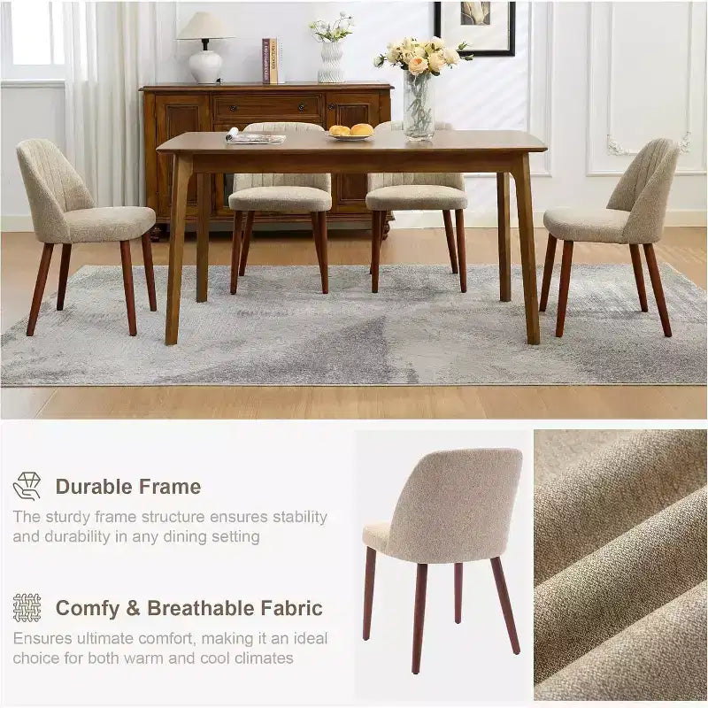 Dining Chairs Set of 4/6/8, Upholstered Chairs with Padded Seat and Wood Legs, Fabric Side Dinner Chair for Kitchen, Dining Room, Restaurant, Cafe