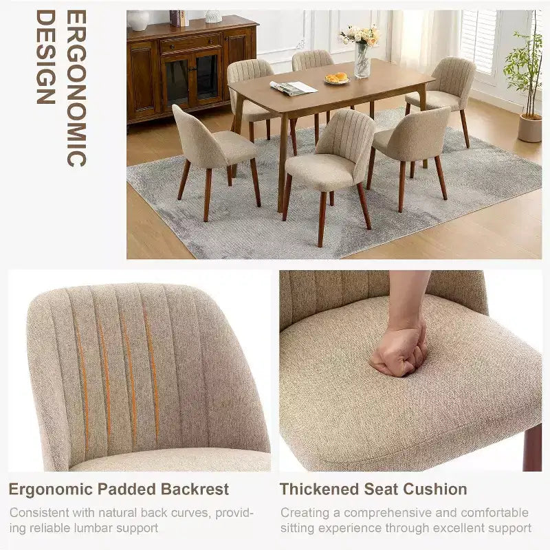 Dining Chairs Set of 4/6/8, Upholstered Chairs with Padded Seat and Wood Legs, Fabric Side Dinner Chair for Kitchen, Dining Room, Restaurant, Cafe
