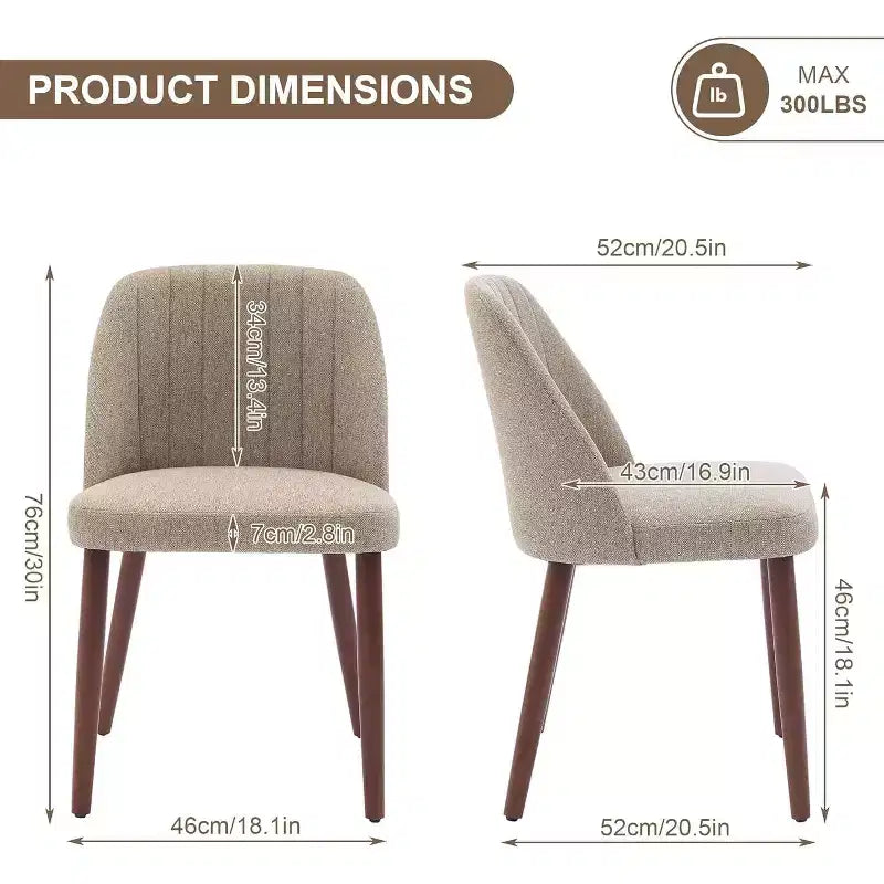 Dining Chairs Set of 4/6/8, Upholstered Chairs with Padded Seat and Wood Legs, Fabric Side Dinner Chair for Kitchen, Dining Room, Restaurant, Cafe