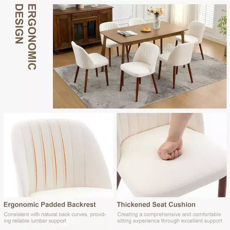 Dining Chairs Set of 4/6/8, Upholstered Chairs with Padded Seat and Wood Legs, Fabric Side Dinner Chair for Kitchen, Dining Room, Restaurant, Cafe
