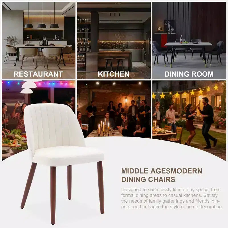 Dining Chairs Set of 4/6/8, Upholstered Chairs with Padded Seat and Wood Legs, Fabric Side Dinner Chair for Kitchen, Dining Room, Restaurant, Cafe