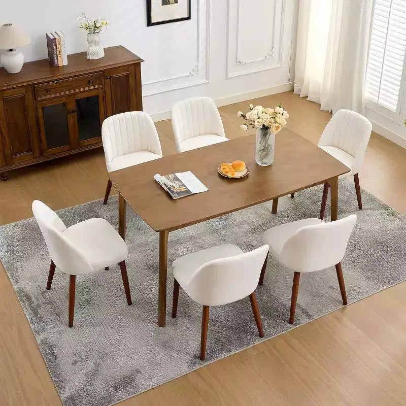 Lot de chaises de salle à manger (4/6/8), chaises rembourrées avec assise capitonnée et pieds en bois, chaise d'appoint en tissu pour cuisine, salle à manger, restaurant, café