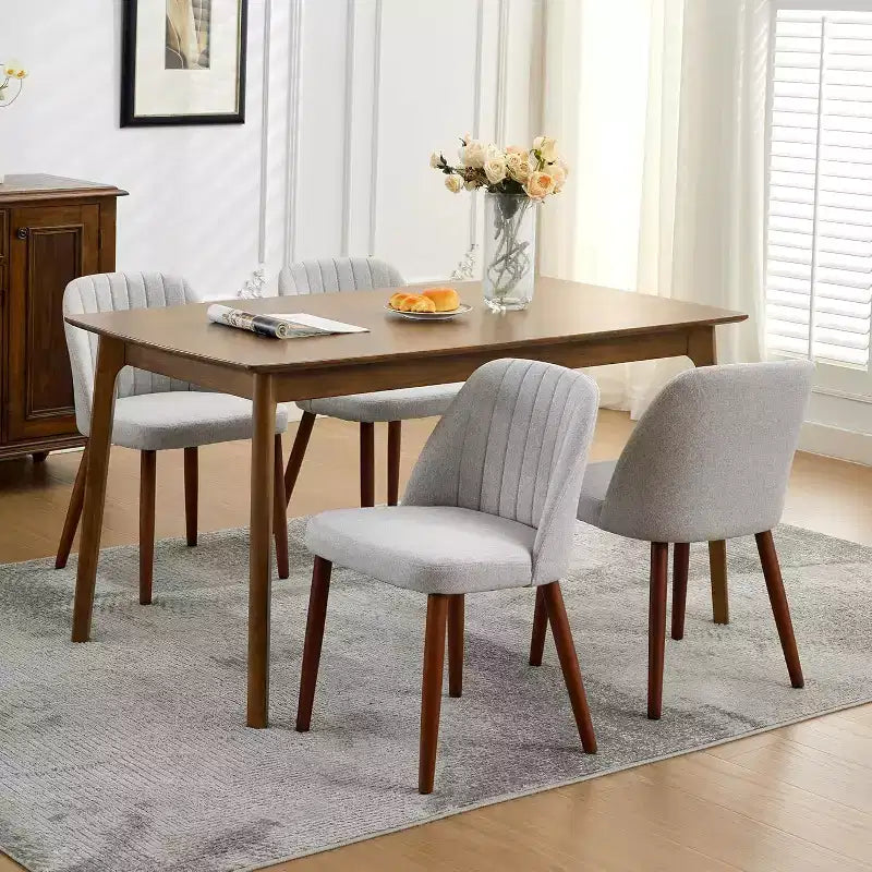 Lot de chaises de salle à manger (4/6/8), chaises rembourrées avec assise capitonnée et pieds en bois, chaise d'appoint en tissu pour cuisine, salle à manger, restaurant, café