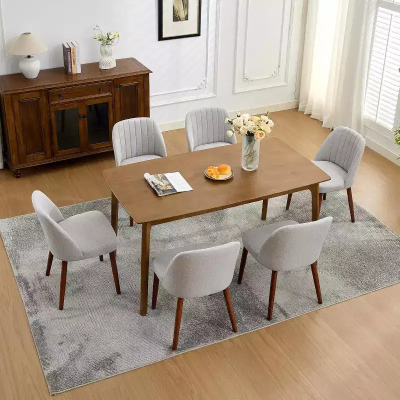 Lot de chaises de salle à manger (4/6/8), chaises rembourrées avec assise capitonnée et pieds en bois, chaise d'appoint en tissu pour cuisine, salle à manger, restaurant, café