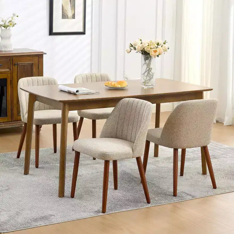 Lot de chaises de salle à manger (4/6/8), chaises rembourrées avec assise capitonnée et pieds en bois, chaise d'appoint en tissu pour cuisine, salle à manger, restaurant, café