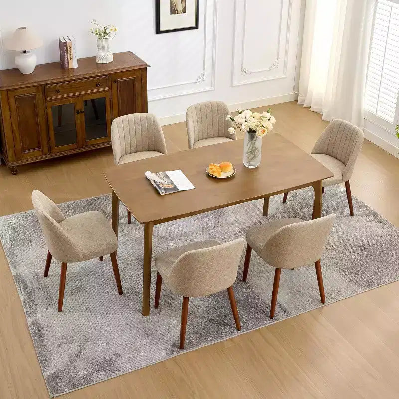 Lot de chaises de salle à manger (4/6/8), chaises rembourrées avec assise capitonnée et pieds en bois, chaise d'appoint en tissu pour cuisine, salle à manger, restaurant, café