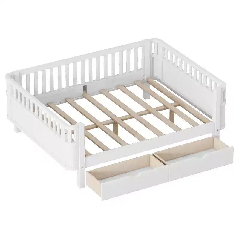 GDFStudio Cooper Modern Wood Kid Platform Bed with Rails