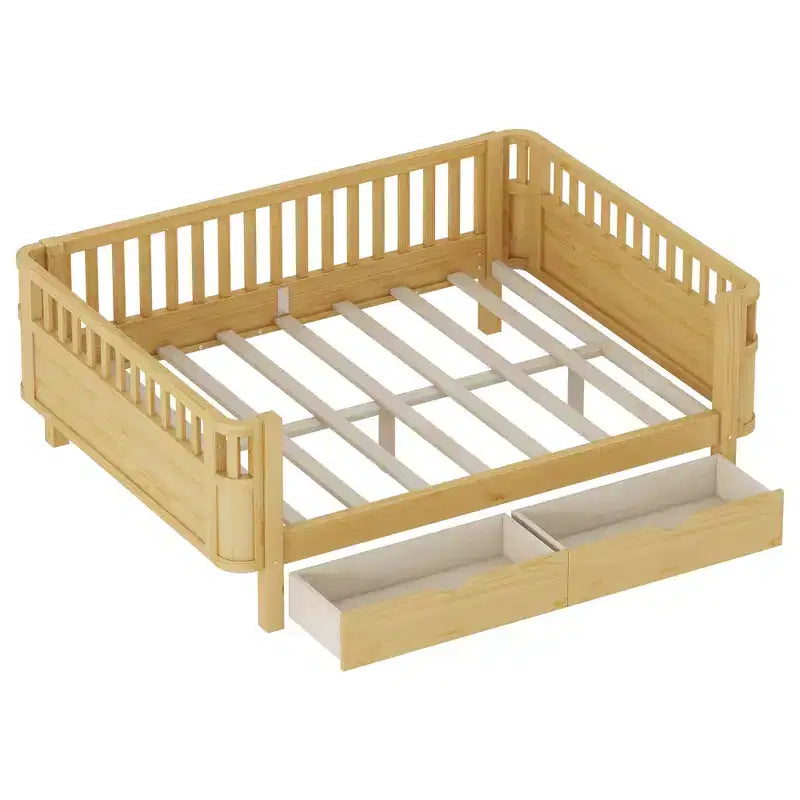 GDFStudio Cooper Modern Wood Kid Platform Bed with Rails