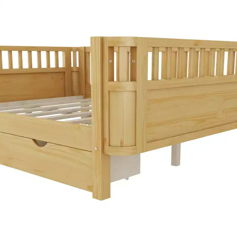 GDFStudio Cooper Modern Wood Kid Platform Bed with Rails