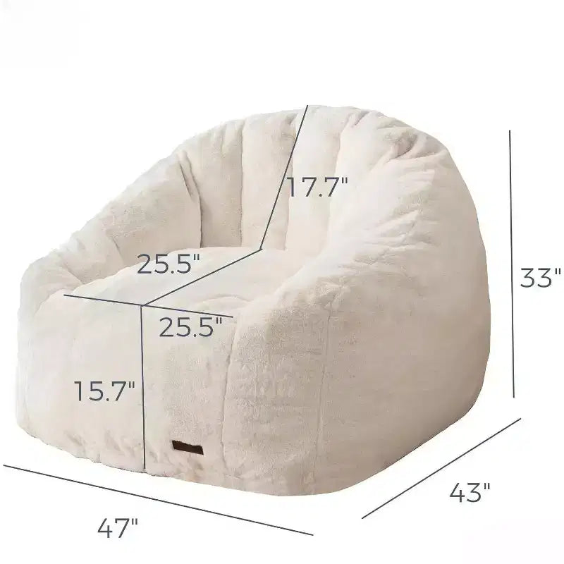 Summit Adventure Giant Shell Shaped Bean Bag Chair Oversized Faux Fur Couch for Adults Kids with Filler Beige