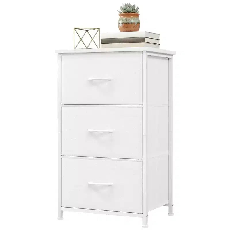 COZONY 3 Drawer Dresser with Fabric Bins, Compact Wood Grain Storage Organizer for Bedroom, Closet, Entryway