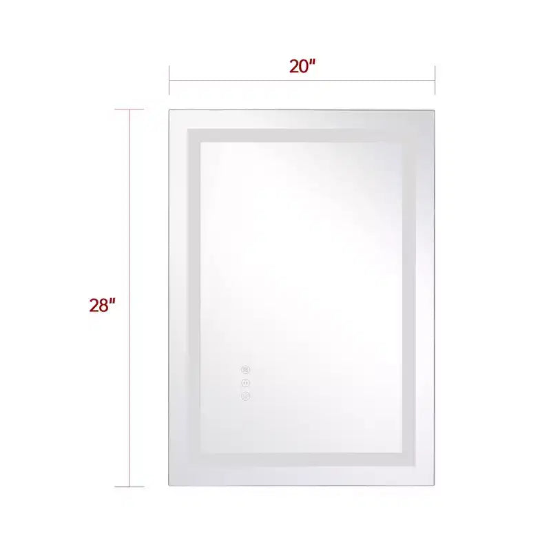 SUMERAIN 20x28 LED Bathroom Mirror with Dimmable Touch Control, Anti-Fog ETL Wall Vanity Mirror