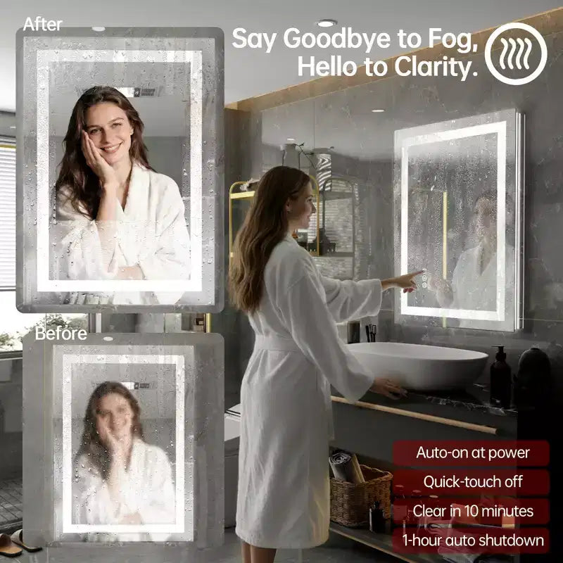 SUMERAIN 20x28 LED Bathroom Mirror with Dimmable Touch Control, Anti-Fog ETL Wall Vanity Mirror