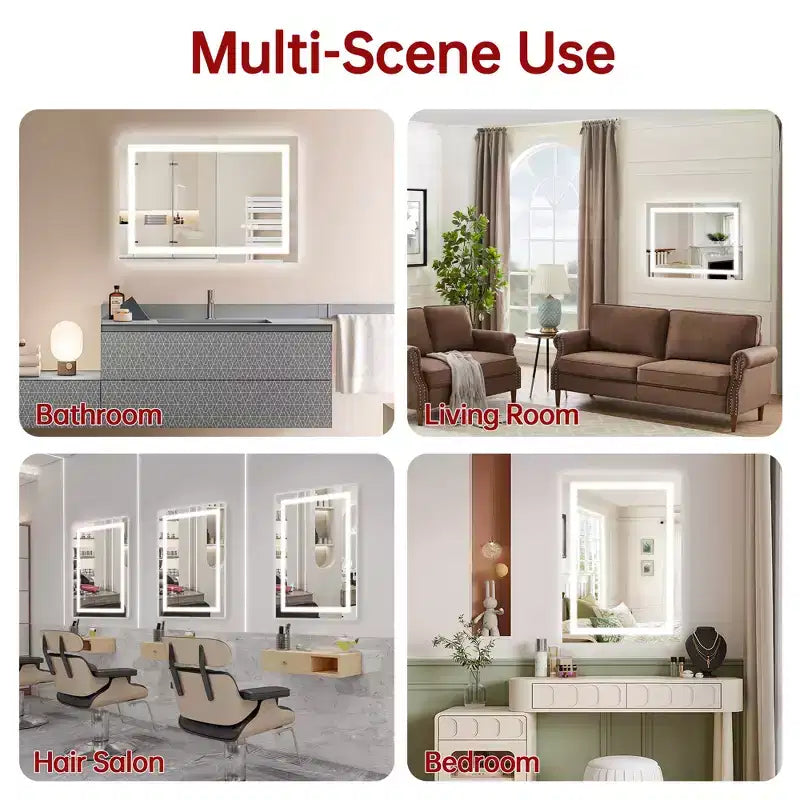 SUMERAIN 20x28 LED Bathroom Mirror with Dimmable Touch Control, Anti-Fog ETL Wall Vanity Mirror