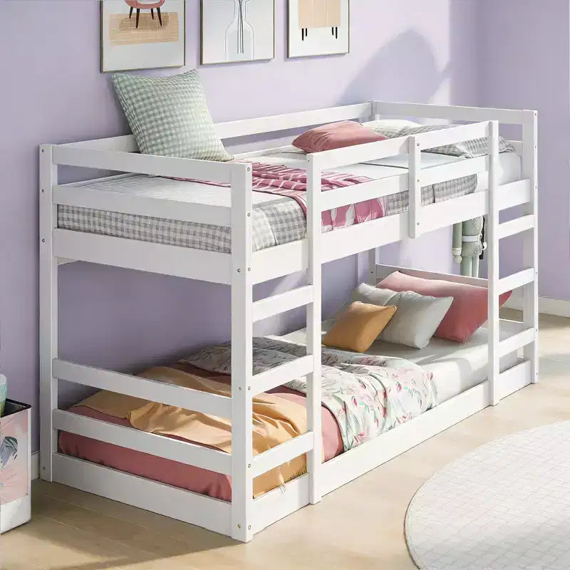 Luxystar Modern Bunk Bed with 2 Ladders for Kids' Room and Guest Room