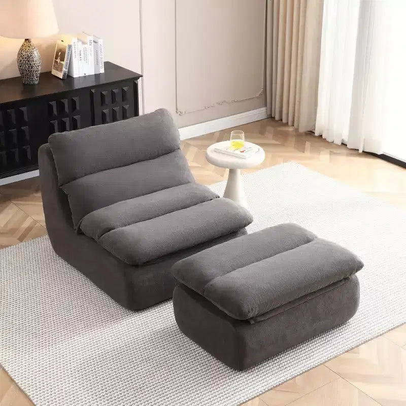GDFStudio Cloud Corduroy Bean Bag Chair with Ottoman