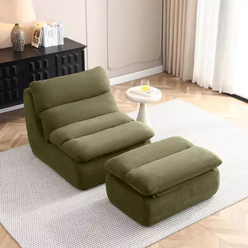 GDFStudio Cloud Corduroy Bean Bag Chair with Ottoman