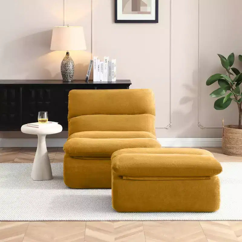 GDFStudio Cloud Corduroy Bean Bag Chair with Ottoman
