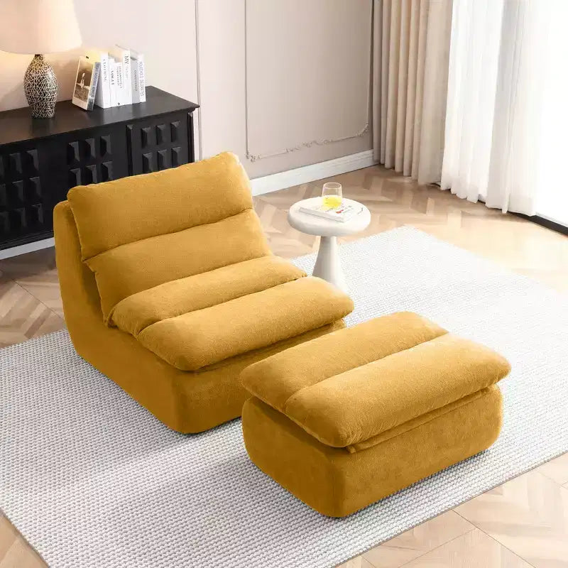 GDFStudio Cloud Corduroy Bean Bag Chair with Ottoman