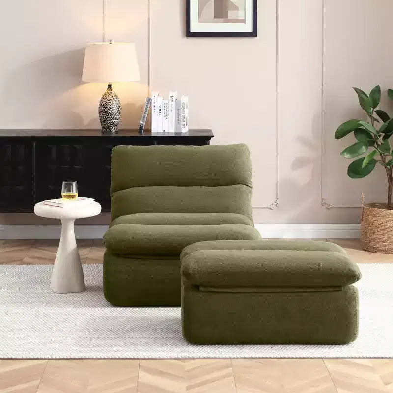GDFStudio Cloud Corduroy Bean Bag Chair with Ottoman