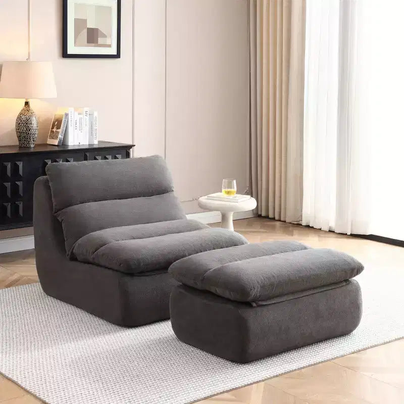 Pouf GDFStudio Cloud en velours côtelé avec ottoman