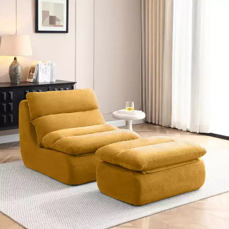 Pouf GDFStudio Cloud en velours côtelé avec ottoman