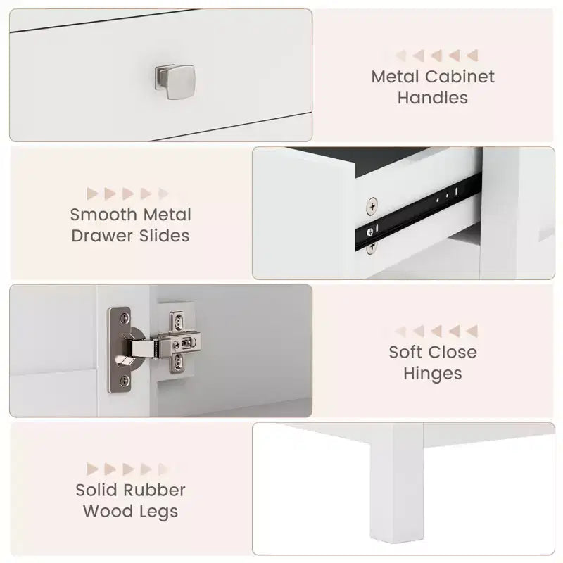 Costway Bathroom Vanity Unit w/ Basin w/ Extra Wide Granite Countertop Ceramic Sink