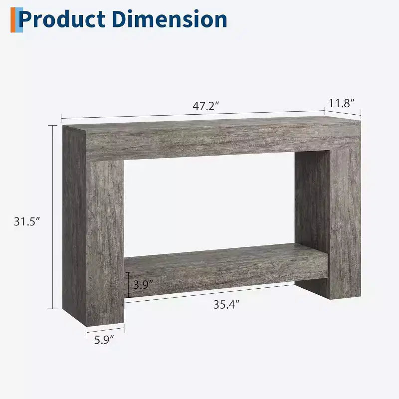 Long Farmhouse Console Table, 2-Tier Large Sofa Table with Storage for Living Room, Entryway & Hallway, Rustic Wood Entry Table for Entrance