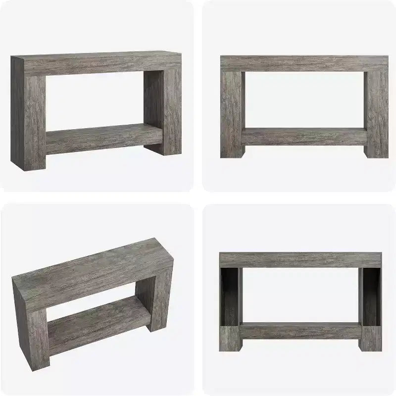 Long Farmhouse Console Table, 2-Tier Large Sofa Table with Storage for Living Room, Entryway & Hallway, Rustic Wood Entry Table for Entrance