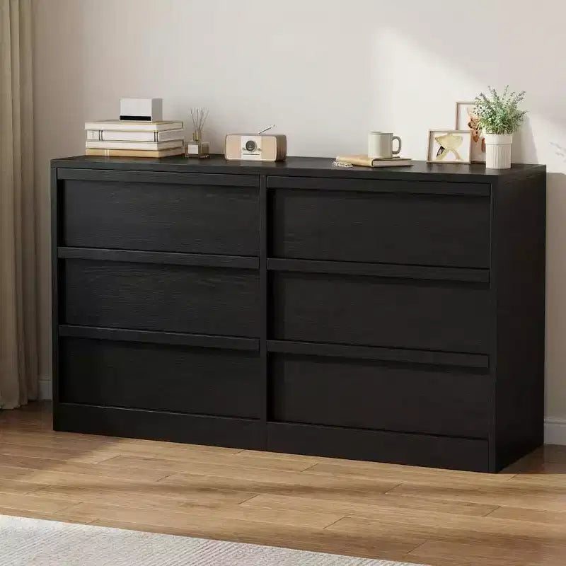 Commode moderne à 6 tiroirs, grand organisateur de rangement avec tiroirs à glissement fluide, design robuste pour chambre à coucher, salon, entrée