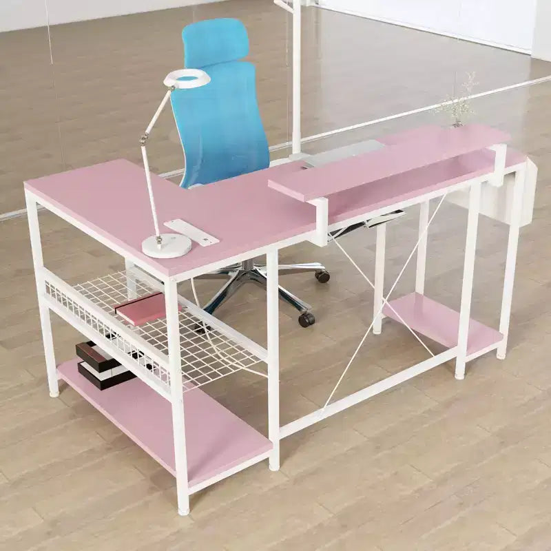 L Shaped Corner Gaming Desk with Lights, Power Outlet & Storage, Small Computer Desk with Monitor Stand & Storage Shelves