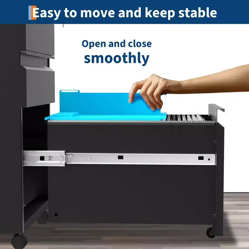 Mobile File Cabinet 3 Drawer, Metal Rolling File Cabinets, Adjustable Shelf, Easy Assembly, for Home, Office
