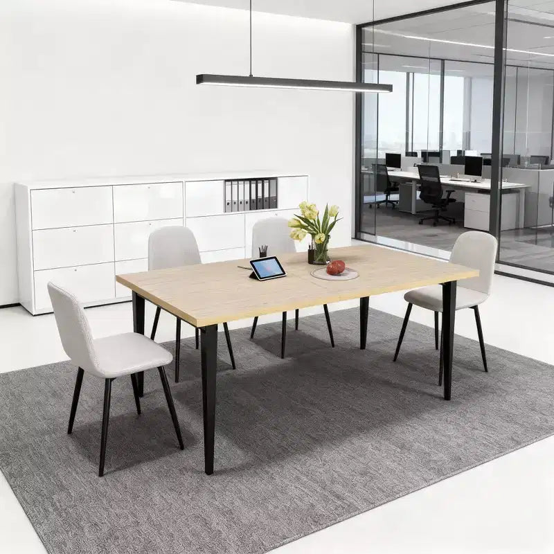 FurnitureR Modern Rectangular Dining Table with MDF Wood Top and Metal Legs, Kitchen Dining Room Table for Home Apartment Dining Space