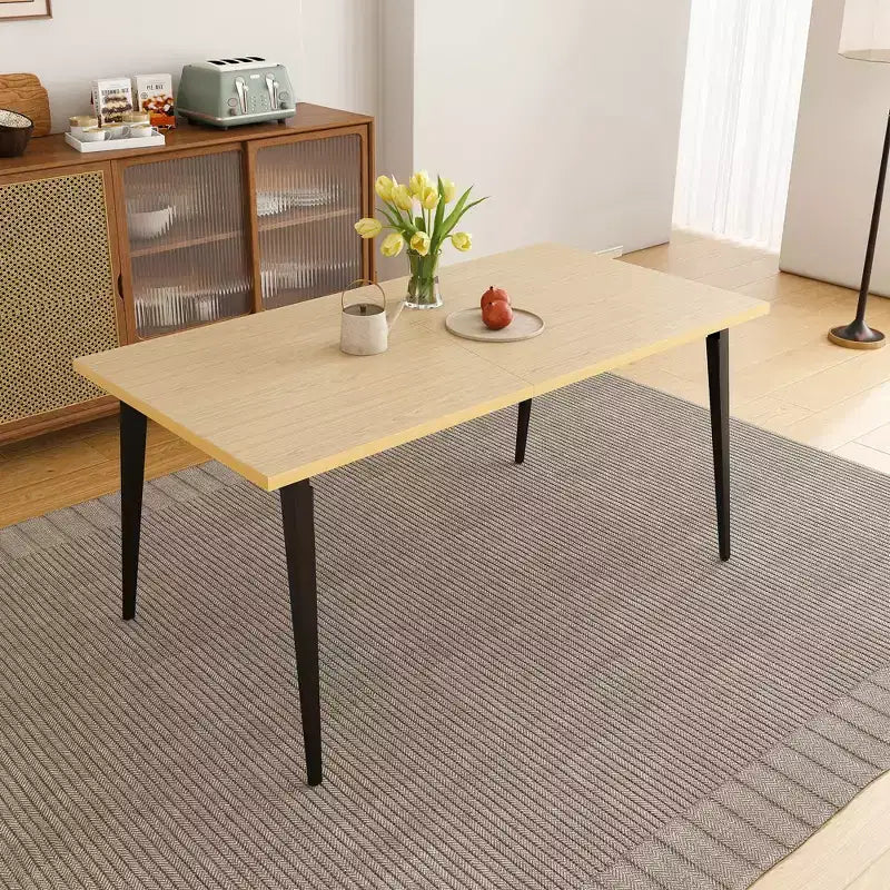 FurnitureR Modern Rectangular Dining Table with MDF Wood Top and Metal Legs, Kitchen Dining Room Table for Home Apartment Dining Space
