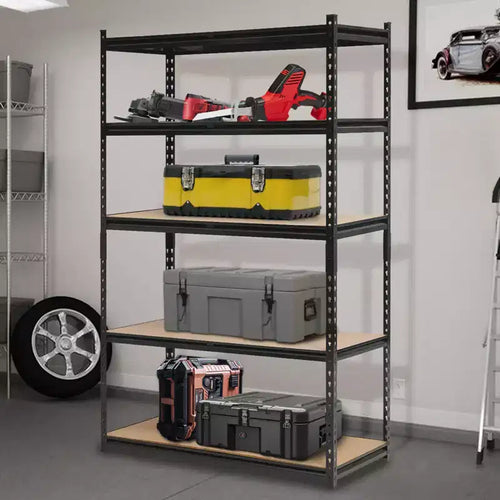 Acekool Rangement de Garage et Domicile, Étagère Métallique à 5 Niveaux de 91 cm, Étagères de Rangement Utilitaires Robustes et Réglables pour Cellier et Sous-Sol, Noir