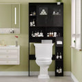 Modern Over Toilet Storage Cabinet, Glass Door & Sliding Barn Doors, Adjustable Shelf, for Laundry Room, Bathroom