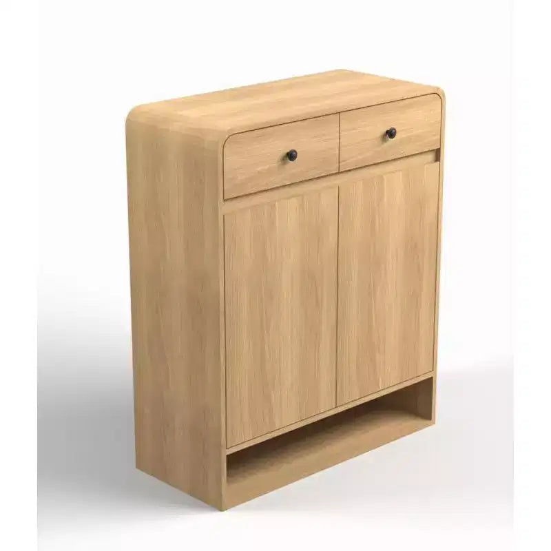 Garvee 31.5 Inch Shoe Storage Cabinet with 2 Doors and 2 Drawers, Freestanding Entryway Organizer with Corner, Narrow Large Cabinet for Hallway