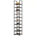 Tall 10-Tier Metal Shoe Rack Organizer Space-Saving Corner Storage Stand Removable Fabric Shelves Sturdy Frame for Closet Entryway Living Room