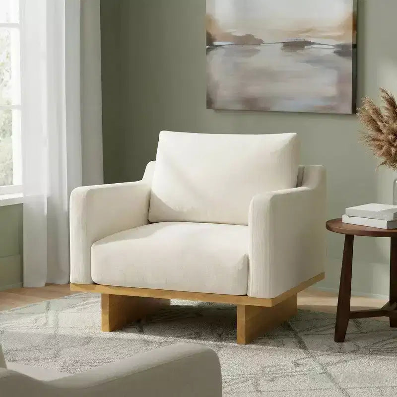 Whisen Modern Minimalist Accent Chair with Solid Wood Frame Ergonomic for Living Room, Soft Cushions and Spacious Design