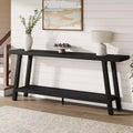 71 Extra Long Farmhouse Console Table, 2-Tier Rectangular Brown Entryway Sofa Table, Sturdy Wood Accent Furniture for Living Room & Hallway