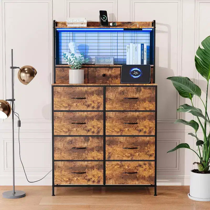 Dresser with 11 Fabric Drawers, Industrial Storage Organizer, Anti-Tipping Design, for Bedroom, Living Room