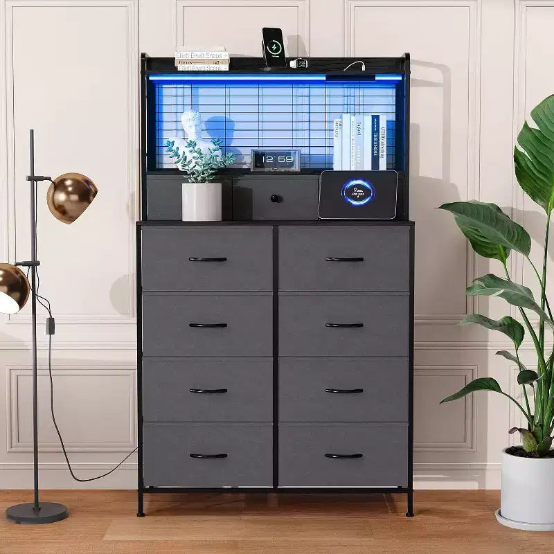 Dresser with 11 Fabric Drawers, Industrial Storage Organizer, Anti-Tipping Design, for Bedroom, Living Room