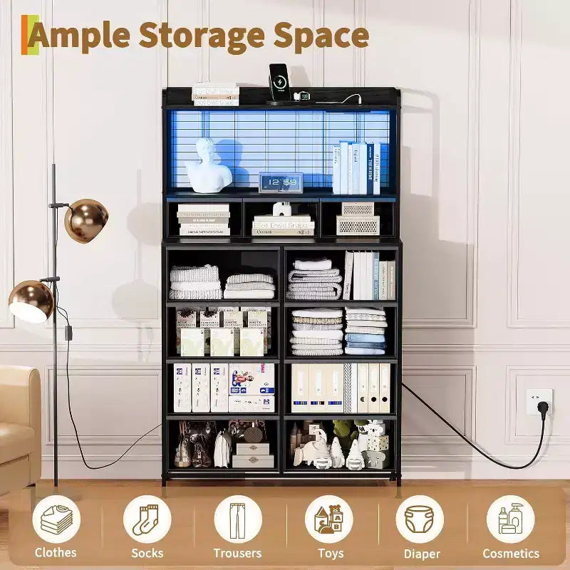 Dresser with 11 Fabric Drawers, Industrial Storage Organizer, Anti-Tipping Design, for Bedroom, Living Room