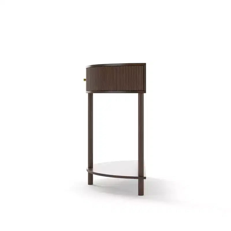GDFStudio Kaveh Modern Wave-Pattern Half-Moon Wooden Console Table with 2 Drawers and Open Shelf