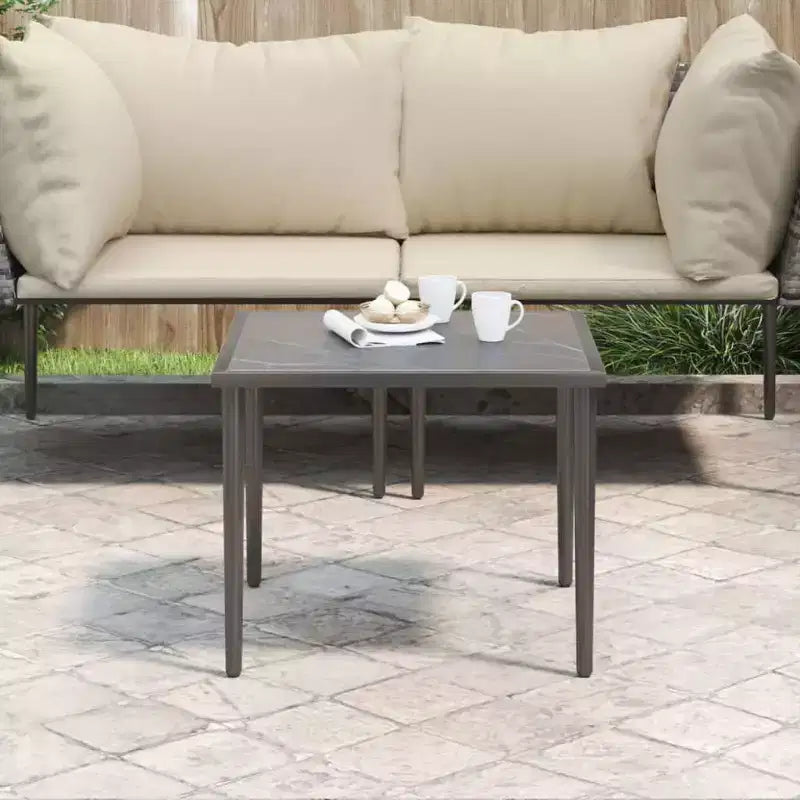 vidaXL Garden Table Grey Steel Small Modular Garden Table Square