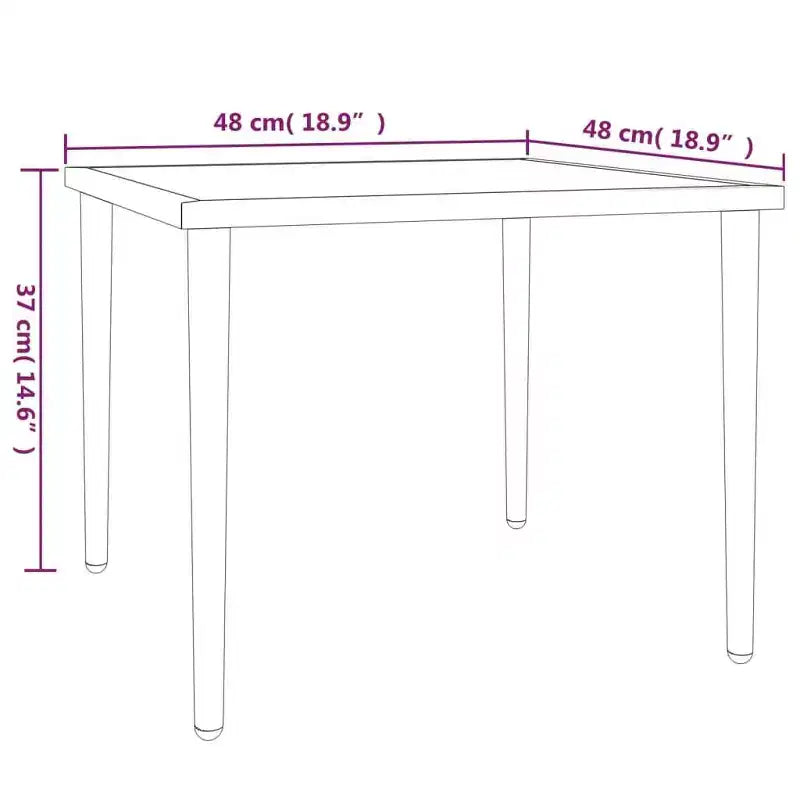 vidaXL Garden Table Grey Steel Small Modular Garden Table Square