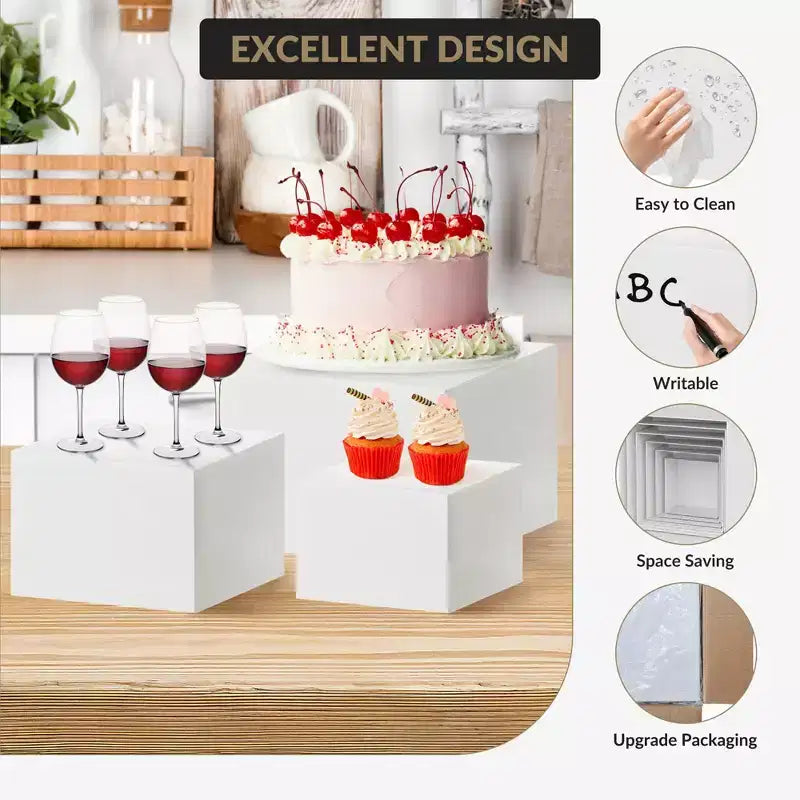 Versatile 6-Piece Display Riser Set Multi-Size Food Display Stands for Dessert Buffet Retail Events Styling